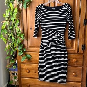 EUC WHBM Black & White Striped Bodycon Dress Size XXS